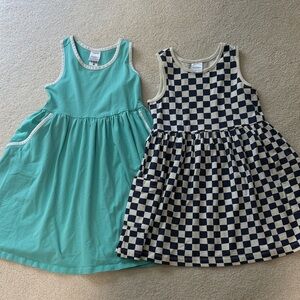 Hanna Andersson Teal and Checkered Dress Set